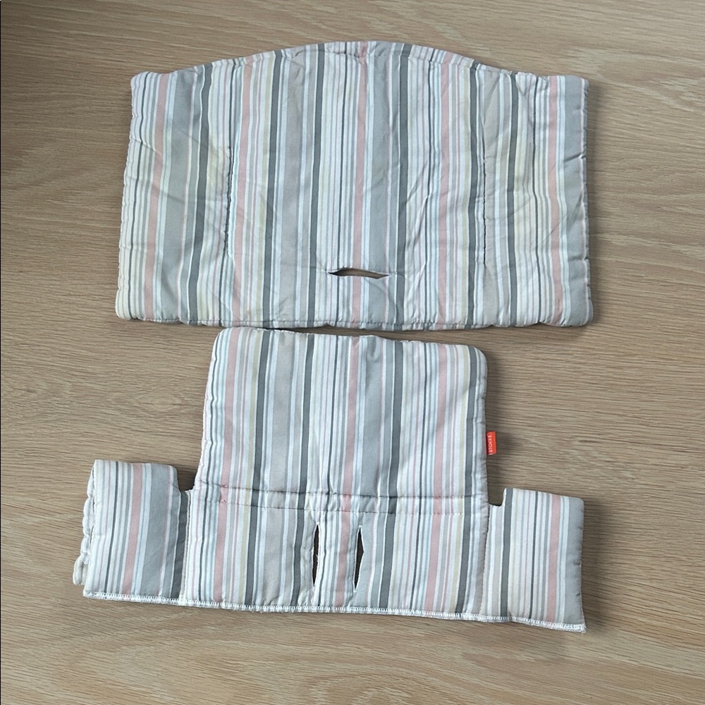 Baby Stroller Head and Body Support Cushion - Striped Pink Gray